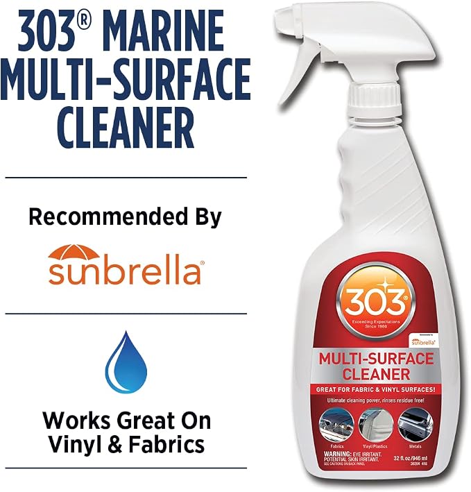 303 Marine Multi-Surface Cleaner for Vinyl & Canvas, 32 oz | Removes dirt, grime, and stains from vinyl, canvas, upholstery, and other marine surfaces.