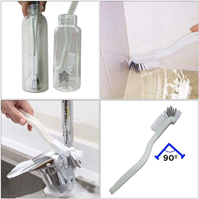 Dish Brush Set 4 Pack with Handle, Stiff Bristle Kitchen Scrub Brushes, Multi-Purpose Cleaning Brushes for Dishes, Pots, Sinks, Bottles, Grout Lines & Bathroom Surfaces
