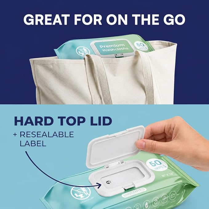 OPTEEL Wipes for Adults, Extra-Large Disposable Washcloths 600 Count | Unscented, Super Soft, Moisturizing, and No-Rinse Wipes for Incontinence Care, Elderly Care, and Daily Hygiene