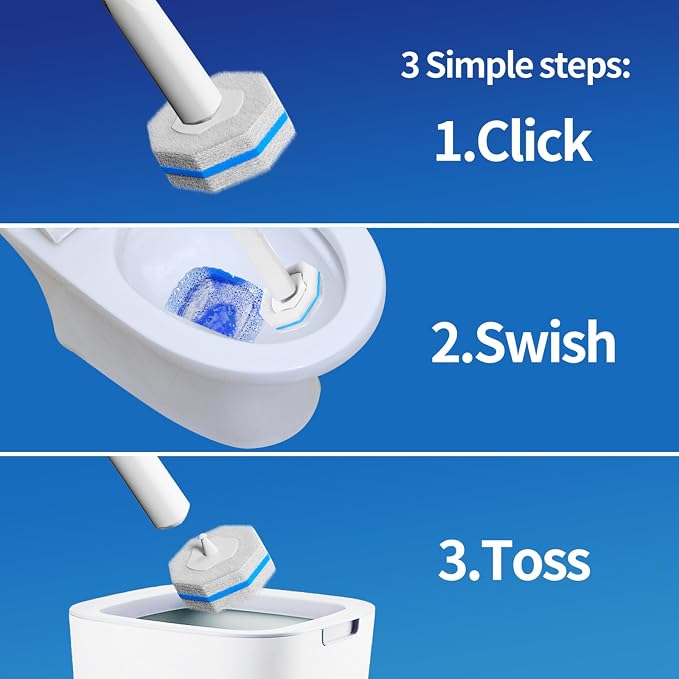 60pc Refills Disposable Toilet mats Brush Cleaning System, Toilet Cleaning Brush, 60 Replacement Brush Heads, No Handle or Base，Toliet Refills,Toilet Bowl Clean Refill Pads,Toilet Scrubber Refill