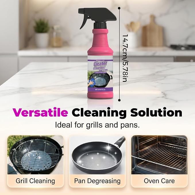 Heavy Duty Grill Degreaser, 2026 Upgrade Multi Purpose Fast Acting Heavy Duty Grill Cleaner Spray, Grease Remover Cleaning Spray for Kitchen, Oven, Outdoor Grill (2)
