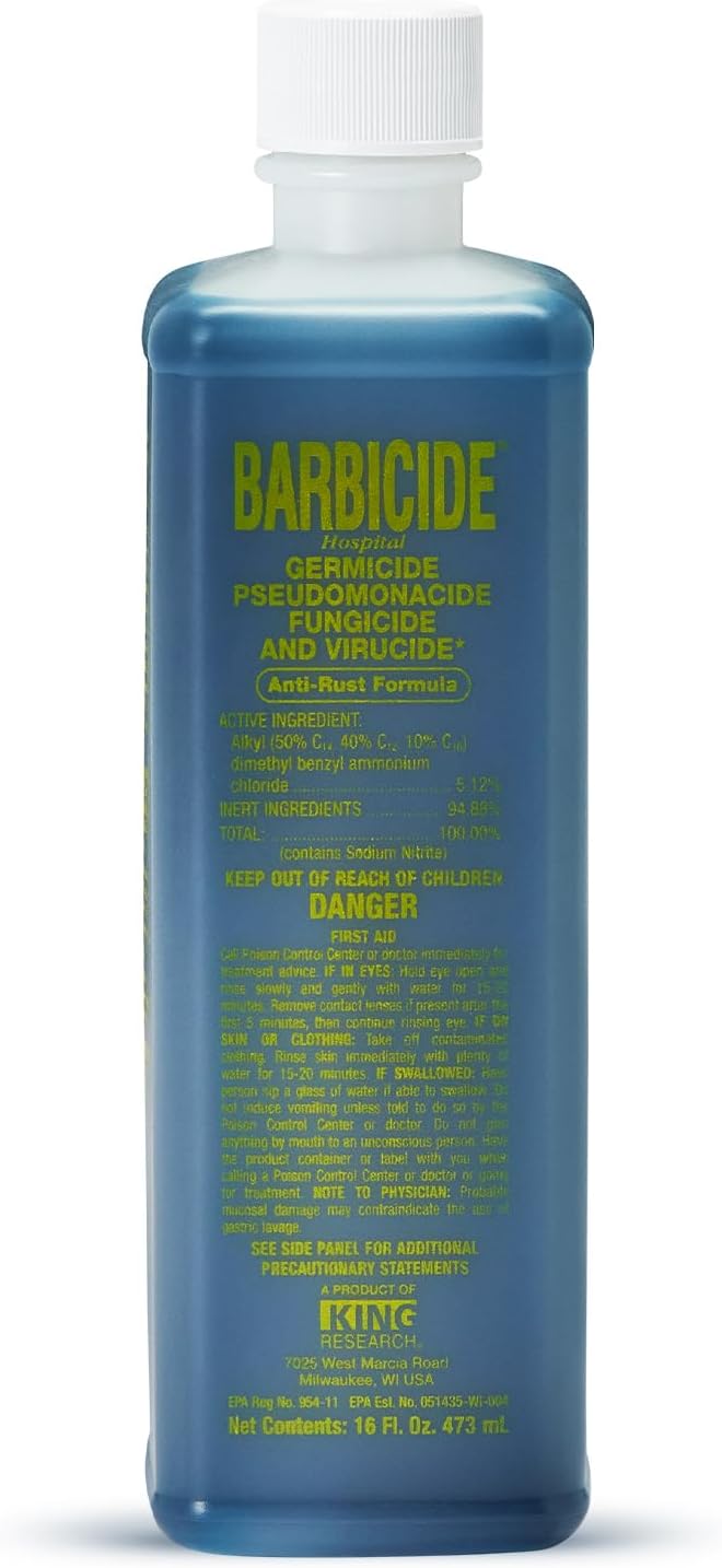 BARBICIDE Disinfectant Concentrate – Pint (16 Fl Oz) | EPA-Registered, Hospital-Grade Germicide for Salons & Barbershops | Anti-Rust Solution for Shears, Combs & Professional Tools