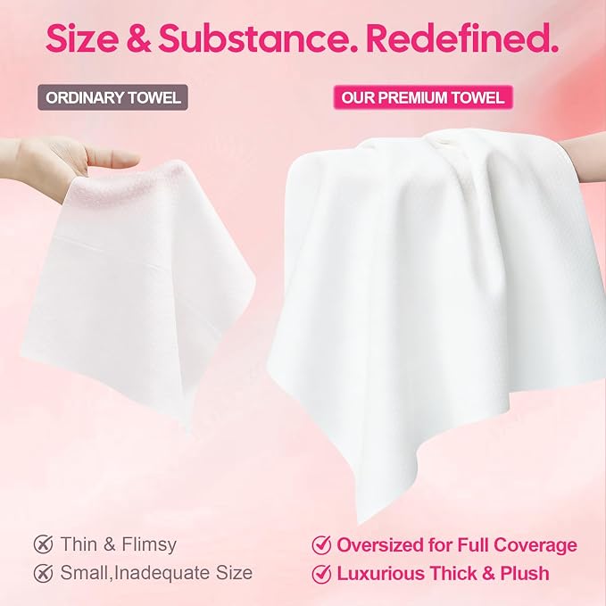 FACEMADE Premium Compressed Towels 12"×16", Luxurious Thick Disposable Face Towel, Portable Disposable Washcloths with 2 Waterproof Bottle, Travel Towel for Bussiness Trip, Outdoors & Daily Use