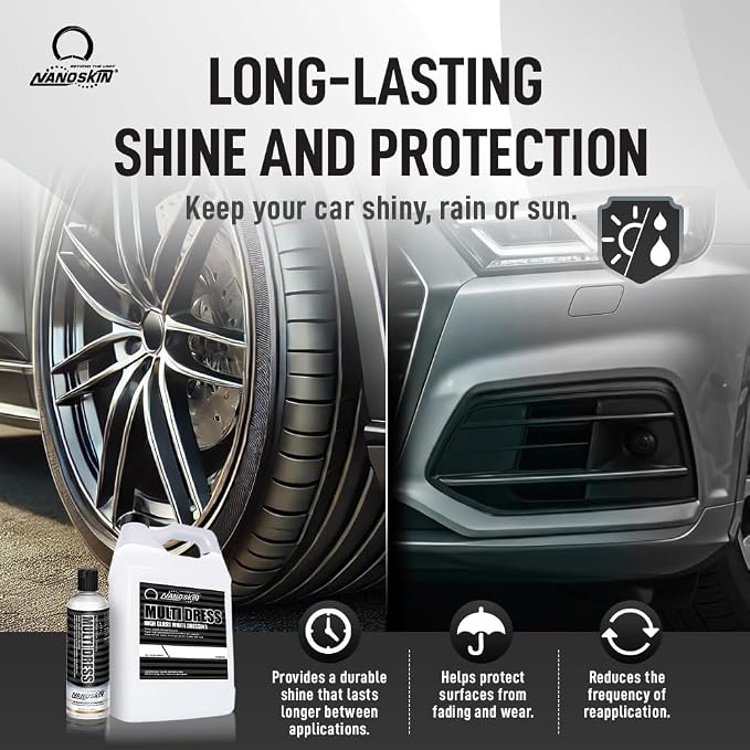 Nanoskin MULTI DRESS All Purpose Dressing 5 Gallons - Interior & Exterior Dressing for Car Detailing | Works on Tire, Vinyl, Rubber, Plastic & Trim | Safe for Cars, Trucks, Motorcycles, RVs & More