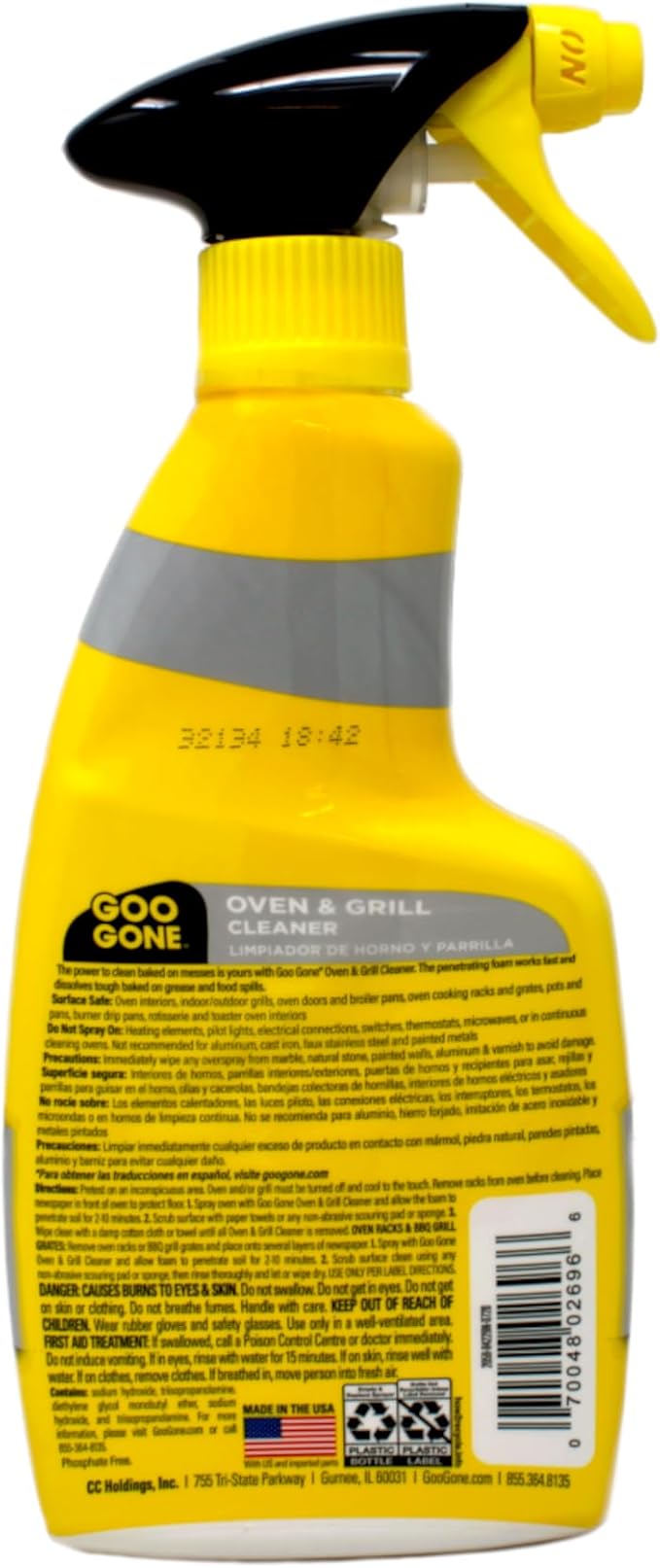 Goo Gone Oven & Grill Cleaner, Surface Safe, Removes Tough Baked-On Grease & Food Spills, Foaming Action, 14 fl oz