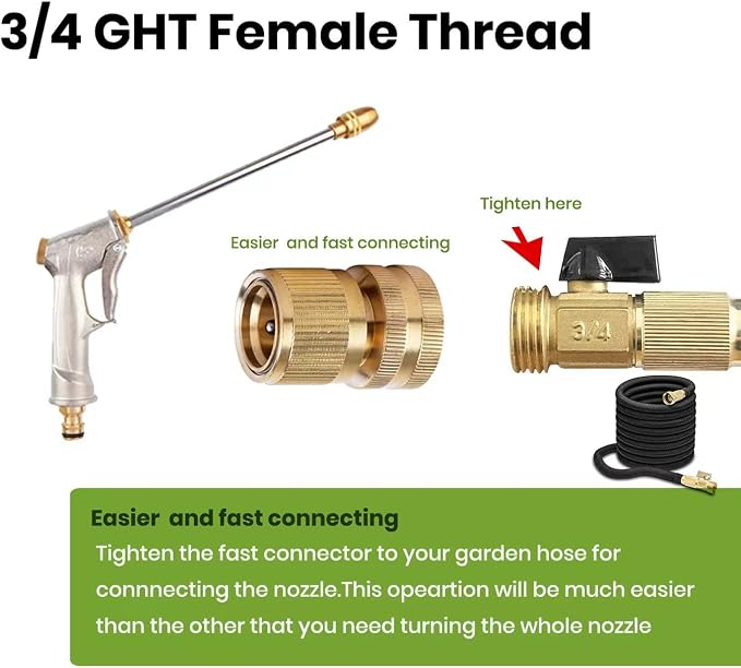 Garden Hose Nozzle, High Pressure Water Hose Nozzle Sprayer Head,fits 3/4” Garden Hose Thread,for Lawn & Garden,Washing Cars,Watering Garden,Cleaning,Showering Dogs&Pets