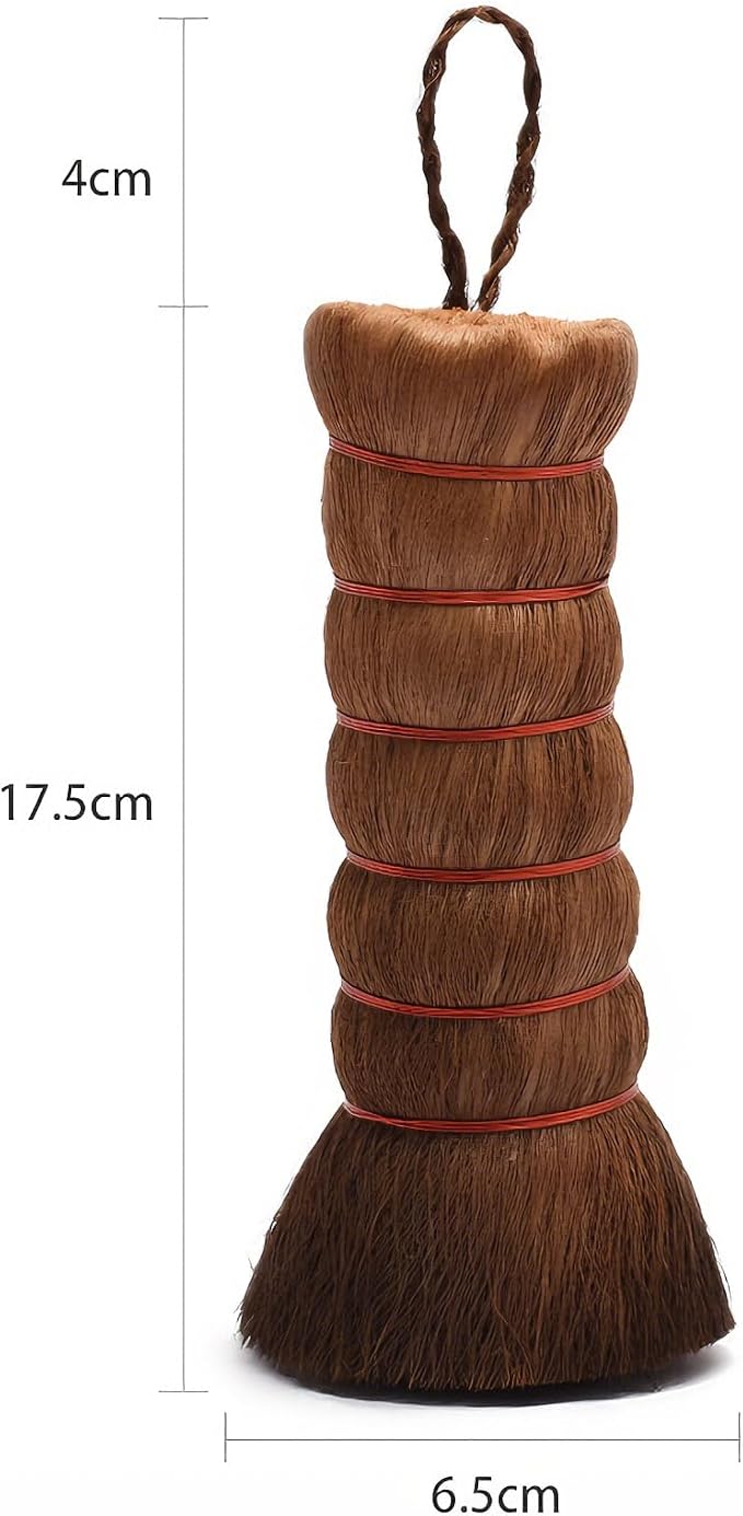 1 Pack Palm Dish Brush, Natural Palm Fiber Scrub Brush for Washing Dishes, Pots & Pans - Soft, Dense Bristles Non-Scratch, Hanging Loop for Easy Storage, Ideal for Kitchen Cleaning