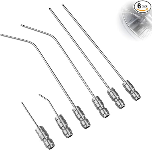 High-Pressure Washer Nozzle Kit - 6 Pack Stainless Steel Flush Wand Tips | With Quick Connect for Cleaning Car Crevices, Tires, Door Jambs, Washing Machines,AC Coils