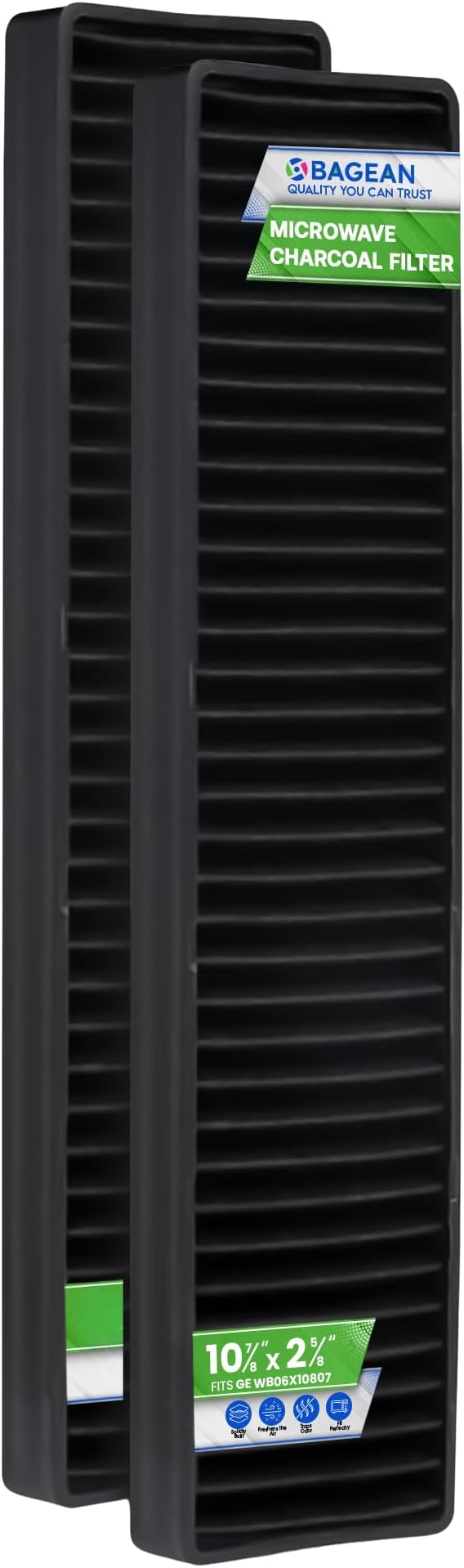 Microwave Charcoal Filter Replacement 10.9" x 2.6" Fit's for GE WB06X10807 - Compatible with GE Microwave Filter Replacement - Stove Oven Vent Filters Removes Odors & Freshens the Kitchen Air (2-Pack)