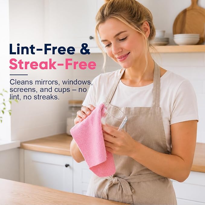 GLIMGLINT Microfiber Cleaning Cloth, 150 Pack Reusable Lint-Free Towels with Dispenser Box - Multi-Color Soft Microfiber Towels for Home, Kitchen, Bathroom, Glass & Tables - 11"x9" Washable Shop Rags
