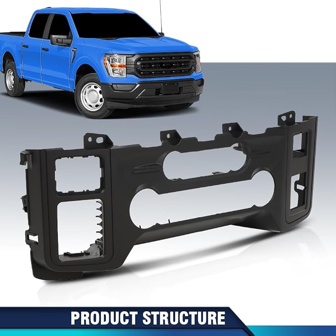 PIT66 Center Console Dash Trim Bezel Fit Ford F150 2021-2023, Black | A/C Heater Climate Control Dashboard Trim Replacement, Fits Ford F150 2021-2023, Center Console Panel, Easy Install