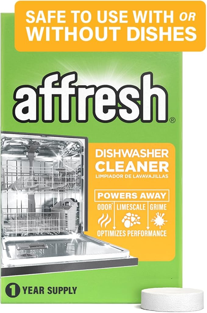 Affresh Dishwasher Cleaner, Helps Power Away Odor Causing Residues & Grime Inside Pump, Tub & Hoses, 12 Tablets, 12 Month Supply