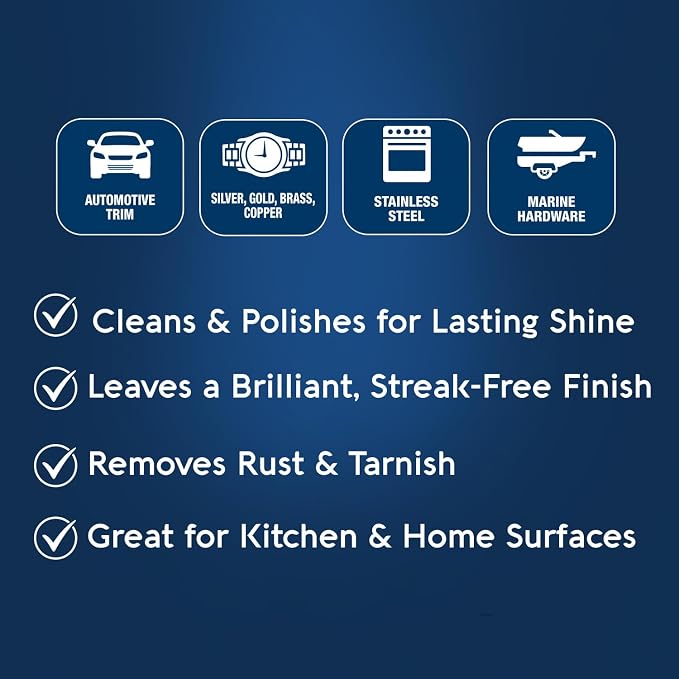 Eagle One Nevr Dull All Metal Wadding Polish, Chrome and Metal Cleaner for Cars, Kitchens, Bathrooms, Easy Tear Pads for Stainless Steel, Brass, Copper, Aluminum, 5 oz Tin