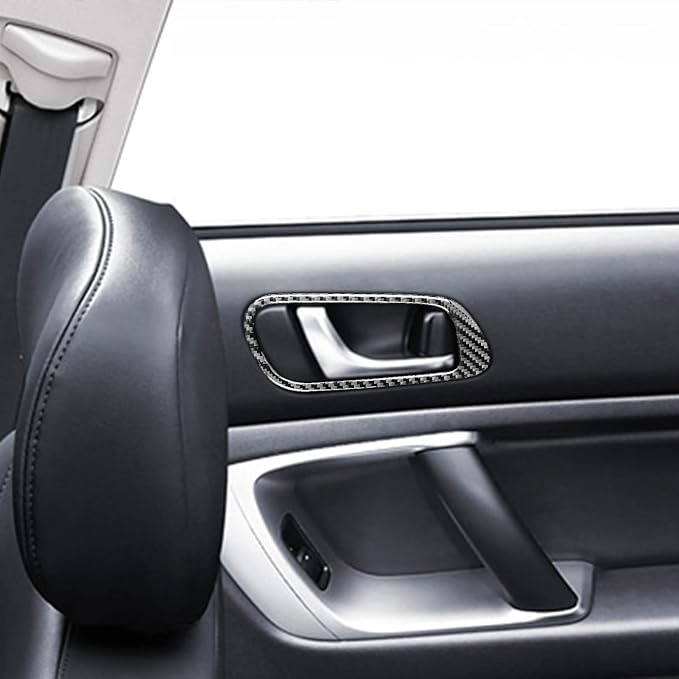 JKYUKU Real Carbon Fiber for Subaru Accessories Inner Door Handle Bowl | for Legacy/Outback 2005-2009, Black Inner Door Handle Bowl Sticker, Tool-Free Installation, Anti-Scratch