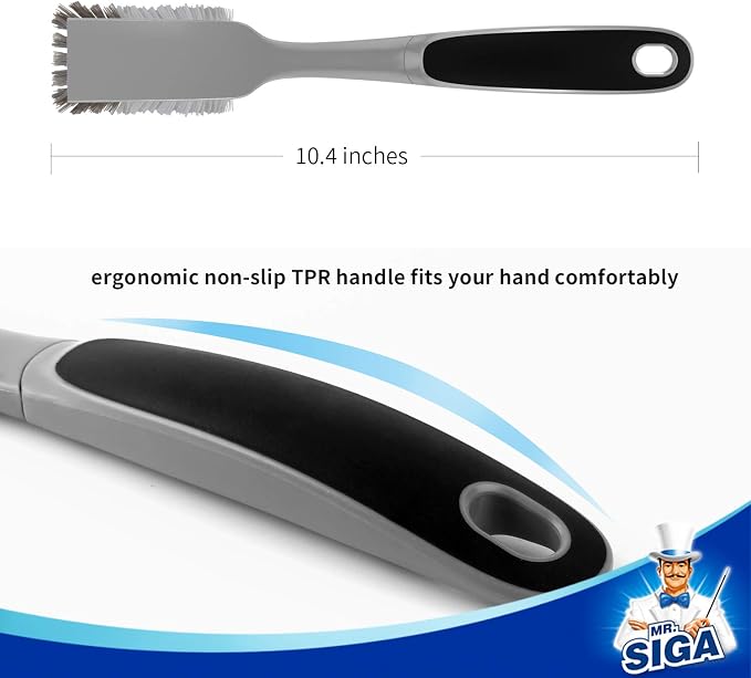 MR.SIGA Dish Brush with Non Slip Handle Built-in Scraper, Scrub Brush for Dish, Pans, Pots, Kitchen Sink Cleaning, 2 Pack