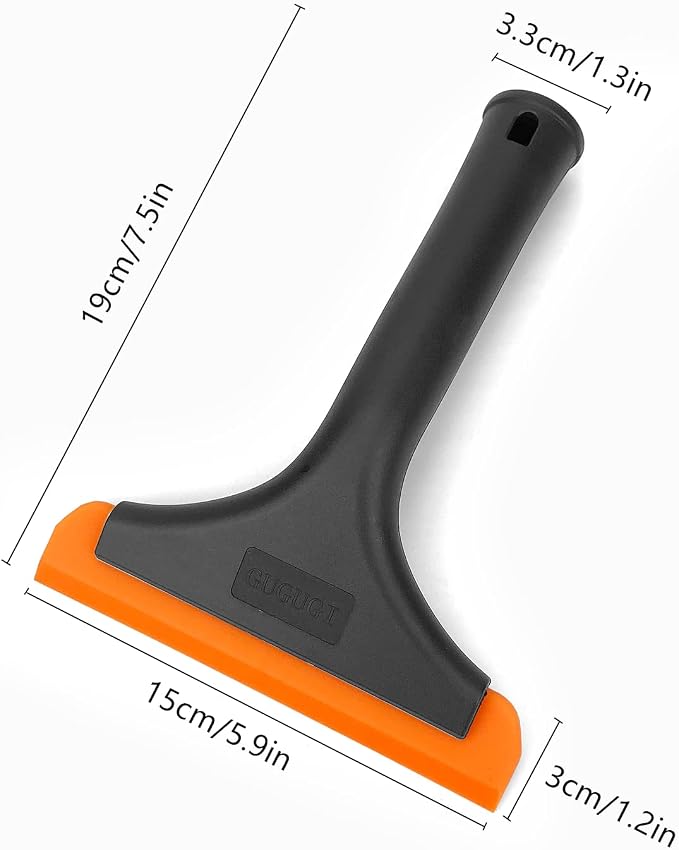 Super Flexible Silicone Squeegee, Auto Water Blade, Water Wiper, Shower Squeegee, 5.9'' Blade and 7.5'' Long Handle, for Car Windshield, Window, Mirror, Glass Door