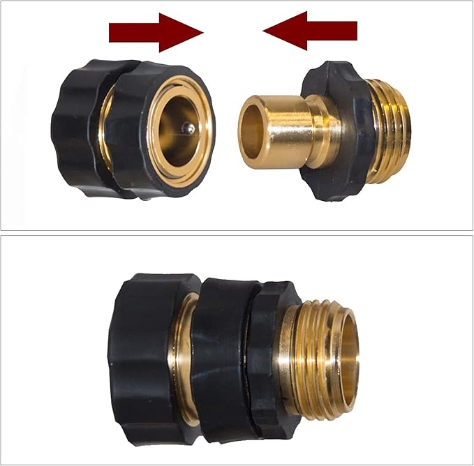 Hourleey Garden Hose Quick Connector, 3/4 Inch Male and Female Garden Hose Fitting Quick Connector (4 Set)