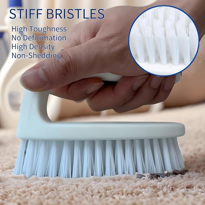 CELOX Carpet Cleaning Brush, Heavy Duty Scrub Brush with Handle, 2 Pack, White