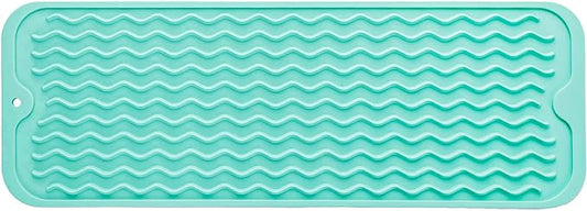 MicoYang Silicone Dish Drying Mat for Multiple Usage,Easy clean,Eco-friendly,Heat-resistant Silicone Mat for Kitchen Counter,Sink,Bar,Bottle,or Cup Mint M 17 inches x 6 inches