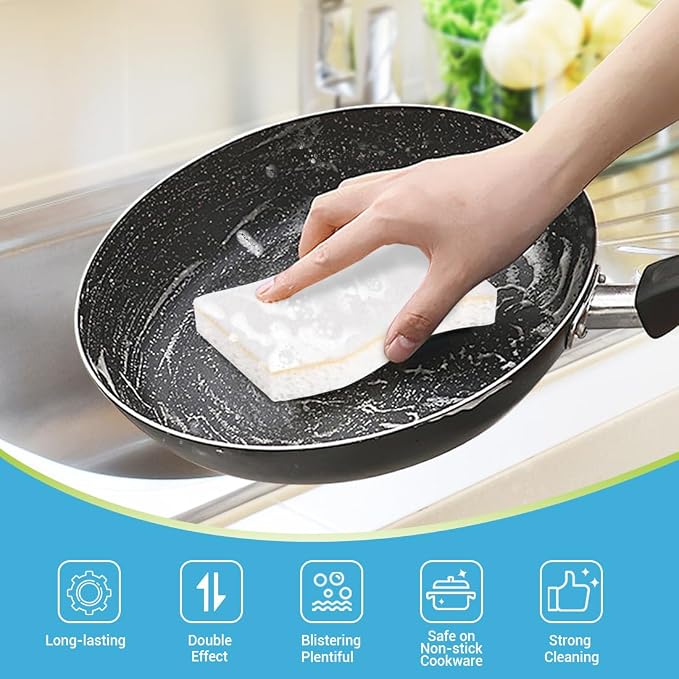 AIDEA Sponges Kitchen, 9Count, Non-Scratch Scrub Sponge, Natural Sponge for Non-Stick Cookware, Cellulose Sponges for Dishes, Cleaning Power for Kitchen, Bathroom, Household