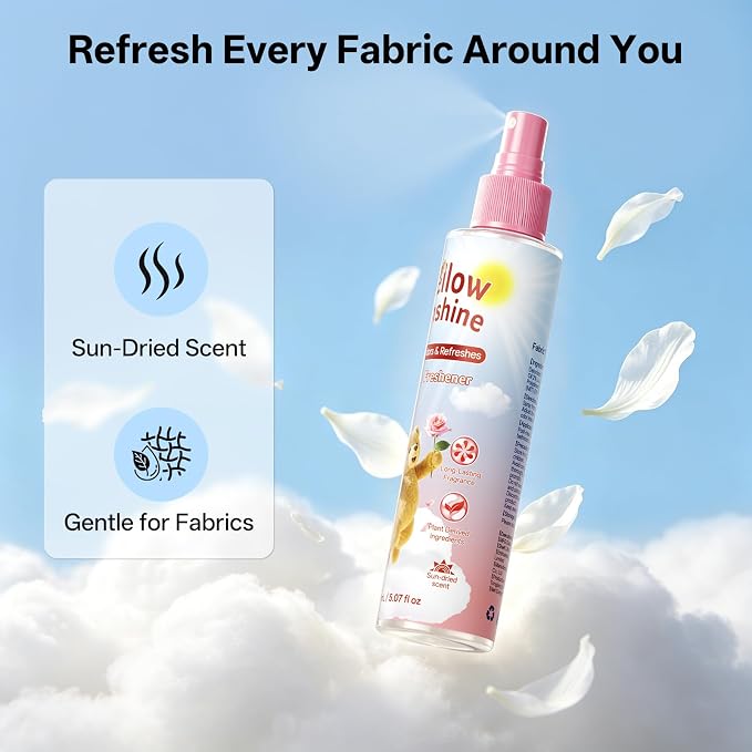 Odor Eliminator Fabric Freshener Spray, Rose Scent, 5.07 fl oz | Multi-Use Fabric Refresher Deodorizer, Long Lasting Fragrance for Clothes, Carpet, Couch, Mattress, Pillow, Curtain & Travel