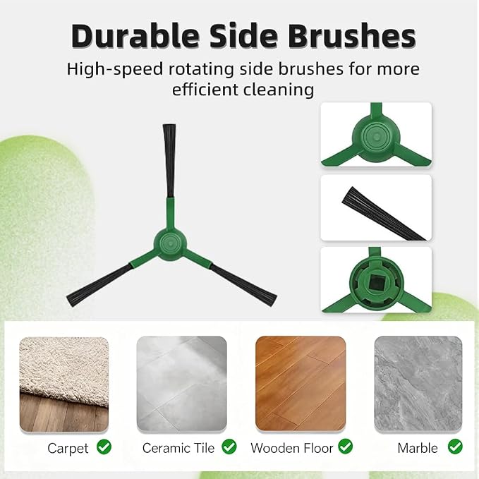 Accessories Kit for iRobot Roomba 505X Combo/Plus 405 Combo/505 Combo Robot Vacuum Cleaner, Replacement Parts Include 2 Main Brushes,6 Side Brushes,6 Dust Bags,6 Mop Pads, 4 Filters,1 Cleaning Tool