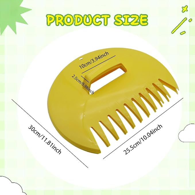 Leaf Grabbers Handheld Lightweight Multifunctional Gardening Tool Hand Rakes for Yard Lawn Debris, Round Yellow