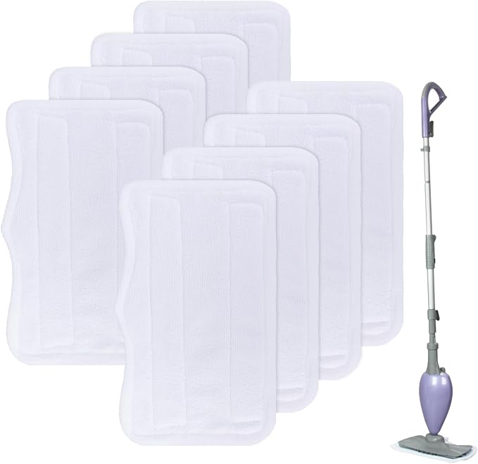 Steam Mop Pads for Shark Steam & Spray Mop S3101 S3251 SK460 SK410 S3101n2 S3250 SK435CO SK140 SK14,Washable Microfiber Cleaning Steamer Replacement Pads,White,8Pack