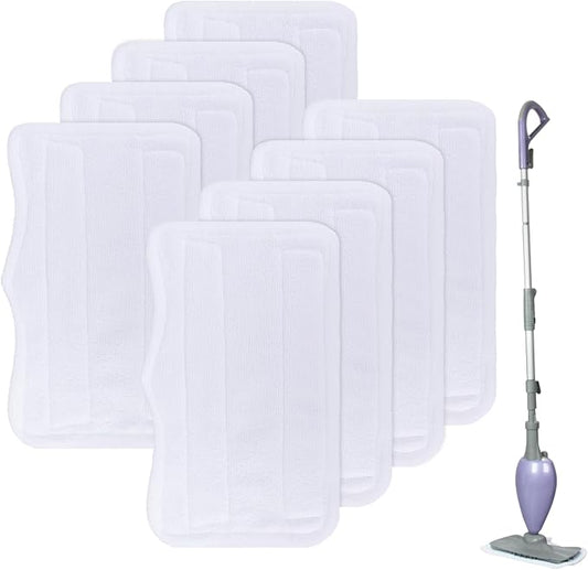 Steam Mop Pads for Shark Steam & Spray Mop S3101 S3251 SK460 SK410 S3101n2 S3250 SK435CO SK140 SK14,Washable Microfiber Cleaning Steamer Replacement Pads,White,8Pack