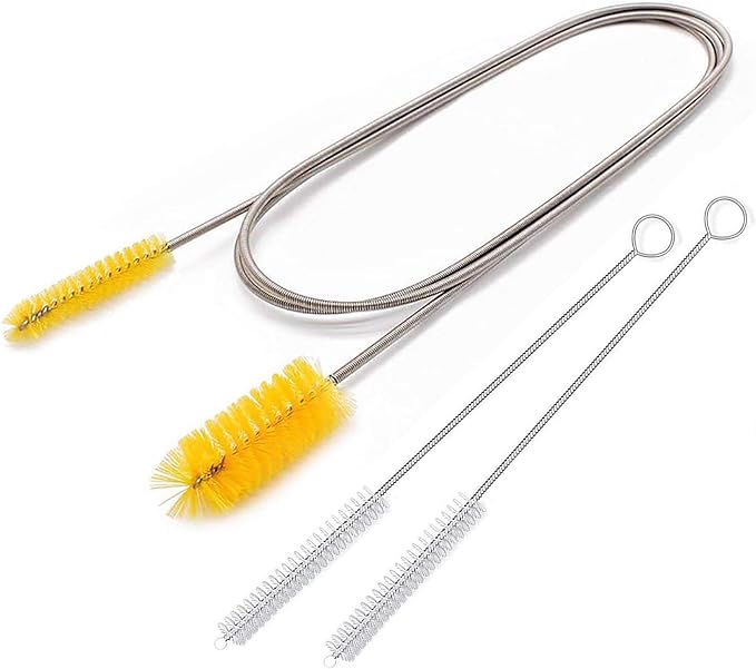 67" Flexible Drain Brush Set, Double Ended Long Hose Pipe Cleaner with 2 Pcs 8.2" Straw Cleaning Brushes, Nylon Tube Cleaner Tool for Refrigerator Defrost, Aquarium Filter, Sink Drain