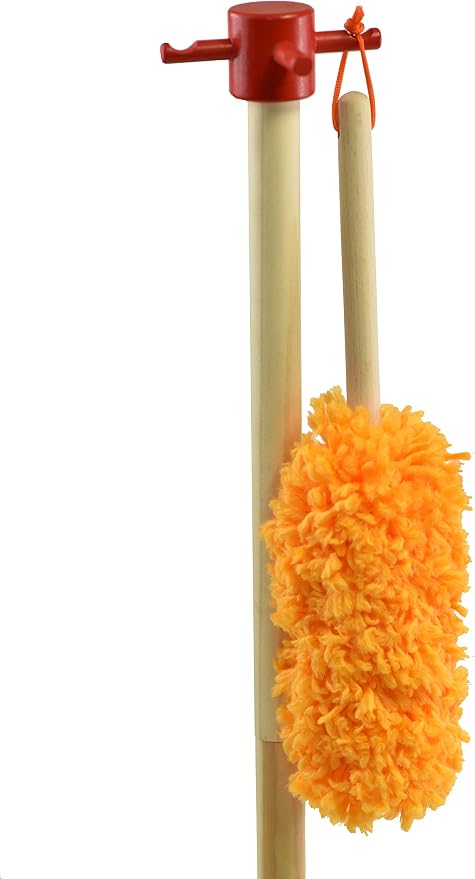 JustForKids Kids Cleaning Set, 6 Pieces - Wooden Pretend-Play Housekeeping Toy with Broom, Mop, Brush, Duster, Dustpan & Hanging Stand, STEM Learning Toy for Toddlers & Kids, Boys & Girls, Multicolor