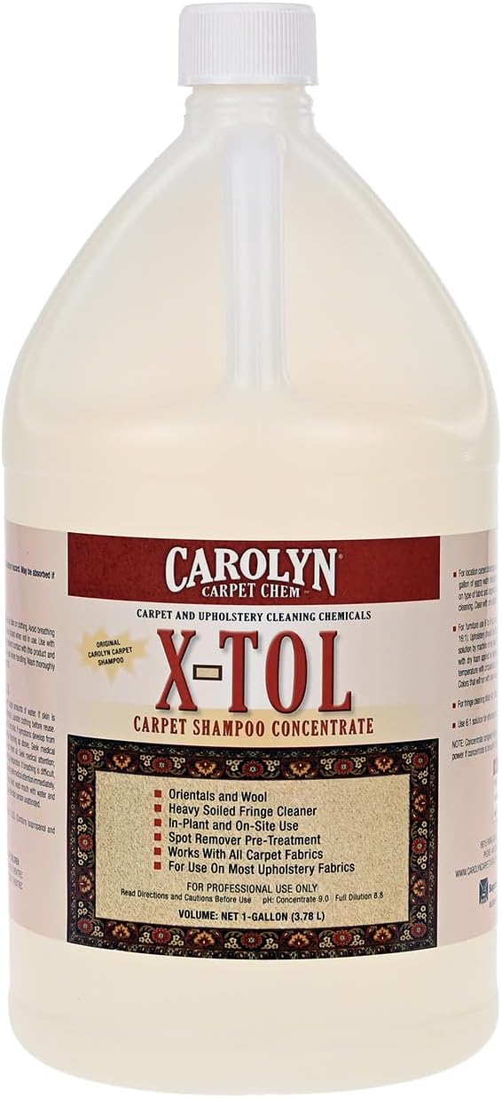 Carolyn X-TOL Carpet Shampoo Concentrate – 1 Gallon | Professional Carpet, Rug & Upholstery Cleaner | Deep Cleaning Formula for Wool, Oriental Rugs & Fabric Furniture | Made in USA