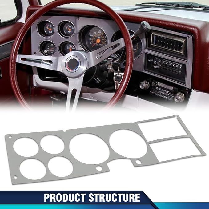 PIT66 Silver Dashboard Dash Bezel Insert Compatible with Chevy/GMC Truck Blazer Suburban Jimmy 1981-1987