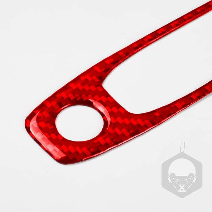 Red Real Carbon Fiber Trim for Tesla Accessories | for Model 3 2017-2022 / Model Y 2020-2024 Front Roof Warning Light Button Frame Sticker Interior Thick Overlay Decal