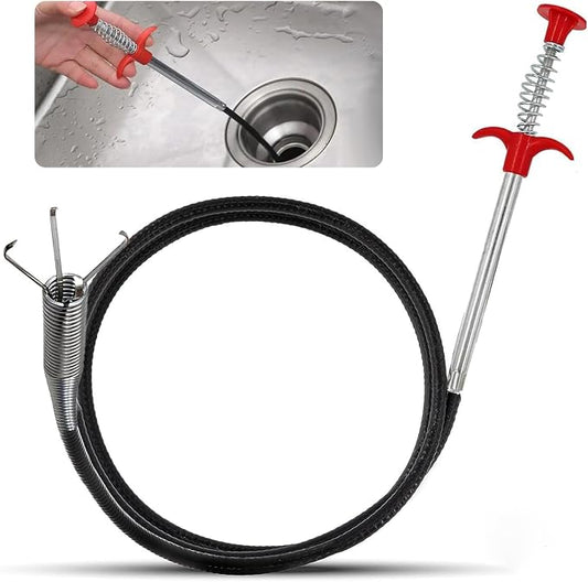 79 Inch Drain Snake Clog Remover Tool, 4-Claw Flexible Grabber for Hair in Toilet, Sink, Shower, Kitchen, Bath Tub & Sewer Drain Unclog (Black)