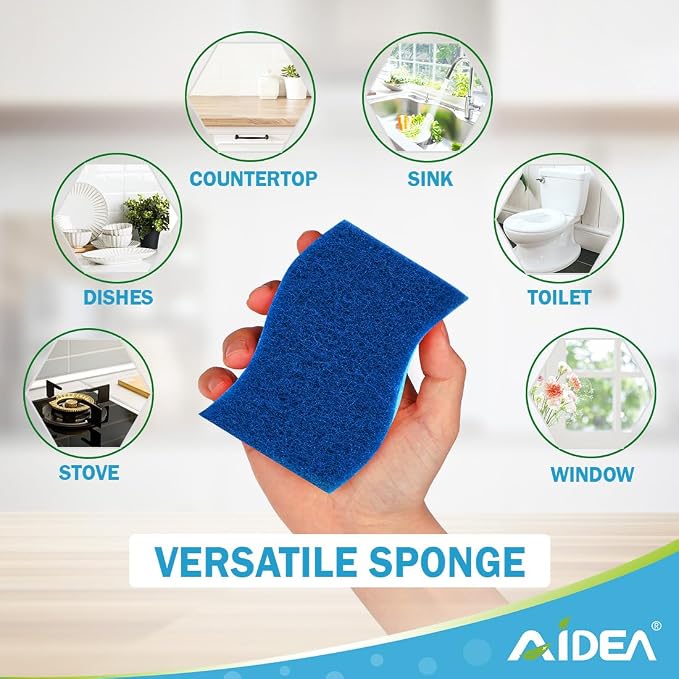AIDEA Sponges Kitchen, 9Count, Dish Sponges, Non-Scratch Sponge for Non-Stick Cookware, Cleaning Sponge for Dishes, Cleans Fast Without Scratching, Cleaning Power for Kitchen, Bathroom, Household