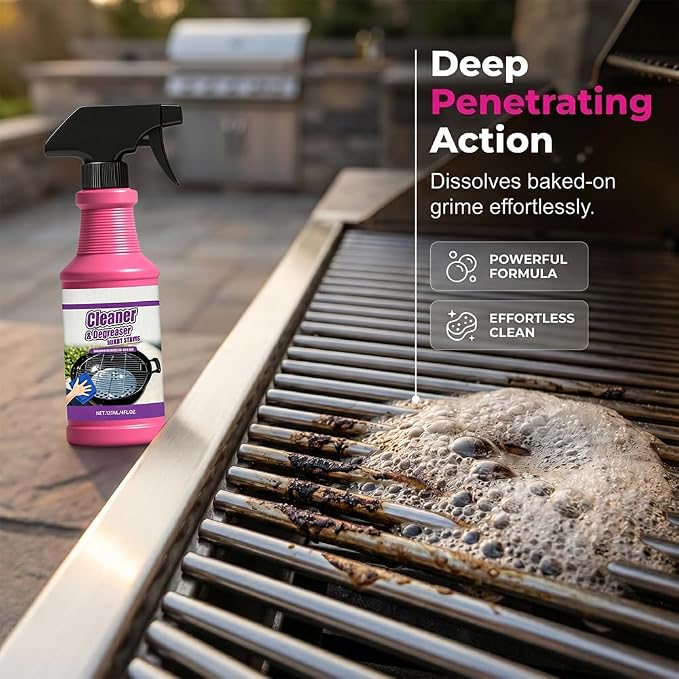 Heavy Duty Grill Degreaser, 2026 Upgrade Multi Purpose Fast Acting Heavy Duty Grill Cleaner Spray, Grease Remover Cleaning Spray for Kitchen, Oven, Outdoor Grill (2)