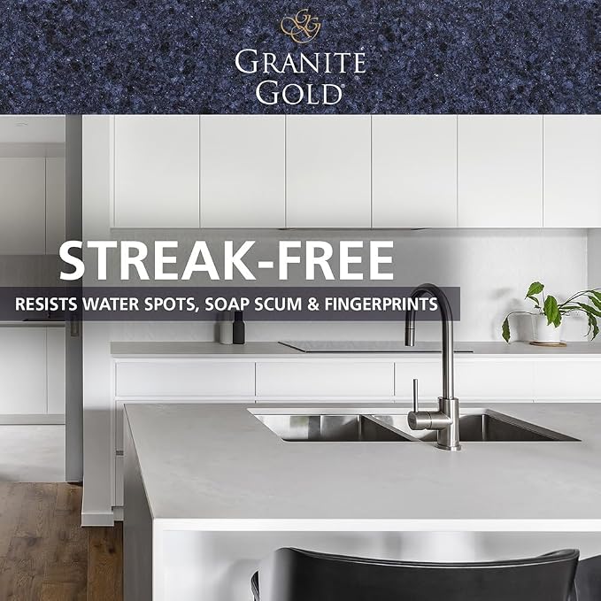 Granite Gold Quartz Clean & Shine Streak-Free Cleaner, Deeps Cleans and Polishes Quartz and Natural Stone Surfaces Including Silestone, LG, and More, 64 Fl Oz