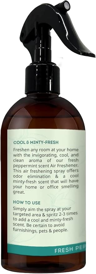 Kate Naturals Peppermint Air Freshener Spray for Room & Car with Natural Mint. Odor Eliminator Peppermint Spray for Bathroom & Linen (8 fl oz, Pet Safe, Non Toxic) | Pet Safe, Non Toxic, Natural Mint Odor Eliminator Peppermint Spray for Bathroom & Linen