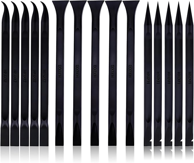 15 PCS Carbon Fiber Plastic Scrapers Tool, Non-Scratch Scraper Tool for Tight Spaces, Multi-Purpose Label Scraper Pen-Shaped, for Car Cleaning Supplies, Kitchen, Crevices, Stains (Black)