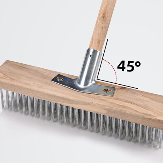 Stainless Steel Wire Deck Scrub Brush, 20cm Rough Sur face Scrub Brush Heavy Duty Floor Scrubber Broom for Driveways Steps Patios Decks Tiles