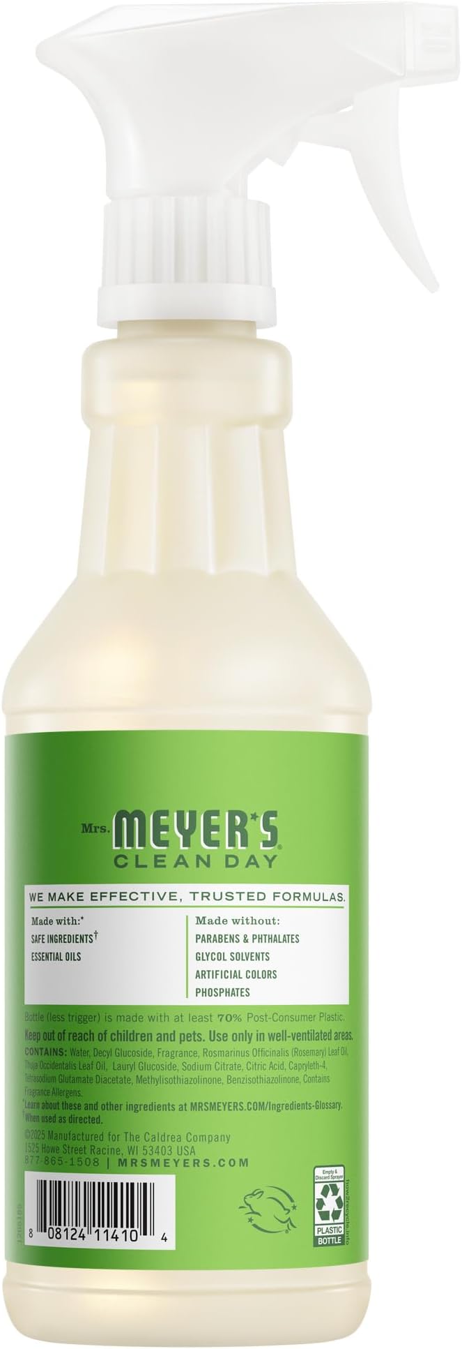 Mrs. MEYER'S CLEAN DAY Multi-Surface Everyday Cleaner, Fresh Cut Grass Scent, 16 Fl Oz Bottle (Pack of 6)