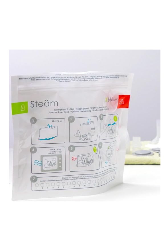 bblüv – Steäm - Microwave Baby Bottle Cleaner by Steam, 120 Uses Per Pack, Reusable, BPA-Free, Baby Bottle Cleaner, Quick and Easy