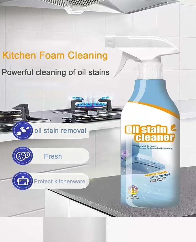 Kitchen Cleaner, 500ML Oil Stain Cleaner, Foam Heavy Oil Cleaner,Kitchen Cleaning, Heavy Stain Cleaning for Induction Cooker, Microwave Oven