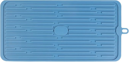 Blue Silicone Dish Drying, Mat Dish Mats for Multiple Usage, Kitchen Heat Resistant Mat, Can Be Rolled Up, Easy to Clean,Eco-friendly for Sink Bar Bottle