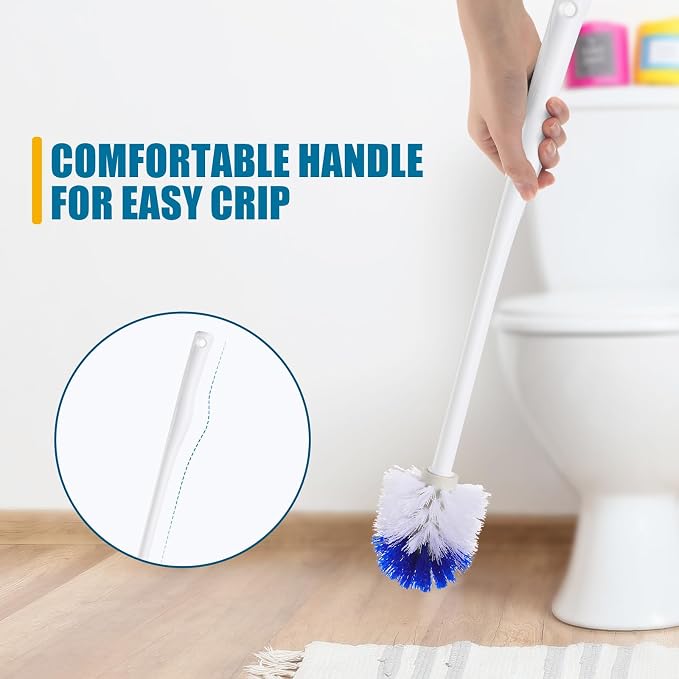 Willinglong 30 Pcs 18.5 Inch Toilet Bowl Cleaner Brush Bathroom Long Plastic Handled Cleaning Scrubber with Hook Hole Without Holder for Household Cleaning (Blue,White)