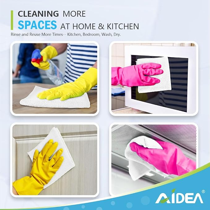 AIDEA White Microfiber Cleaning Cloth-12PK, Cleaning Rags 12"x 12" Reusable | Microfiber Towels for Cars Lint Free, Absorbent Microfiber Rags, Kitchen Towel Dusting Cloth, Dish Rags for Home/Window