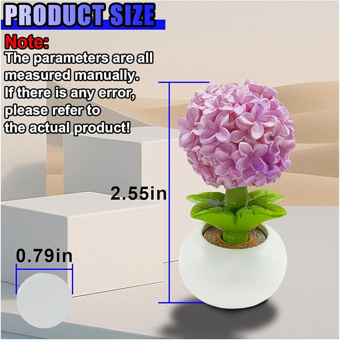 Mini Flower Car Dashboard Decoration - Cute Potted Plant Resin Figurines Car Desk Center Console Decoration - Aesthetic Auto Interior Ornament Accessories Funny Presents for Women (Hydrangea)