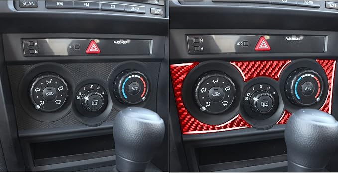 Red Real Carbon Fiber Car Air Conditioner A/C Control Button Trim Stickers Decals Compatible with Scion FR-S 2013 2014 2015 2016 / Toyota 86 2017 2018 2019 2020 Accessories