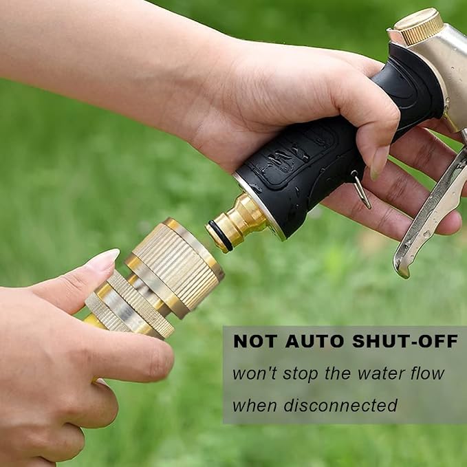 Brass Hose Quick Connect, 3/4 Inch GHT Garden Hose Quick Connector | No-Leak Water Hose Quick Connect Fittings Male and Female - 2Packs